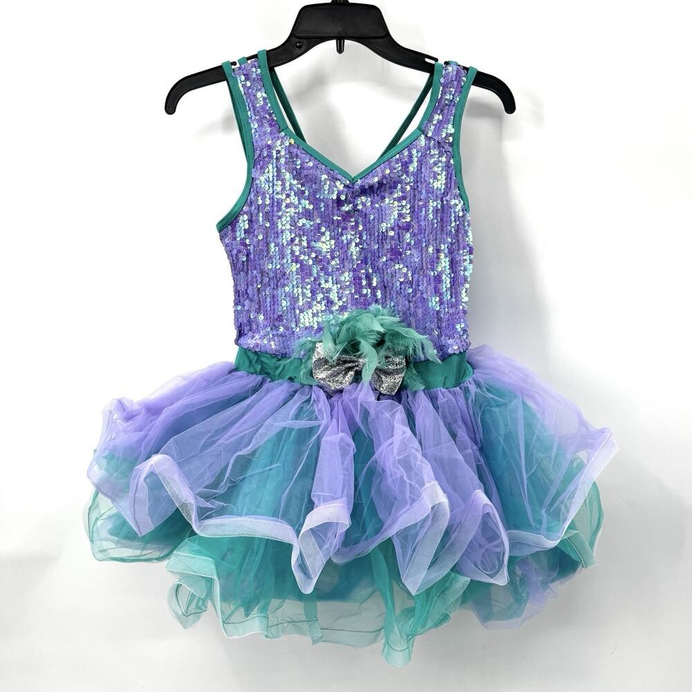 Weissman Showtime Go Bananas Violet Purple Teal Sequin Tutu Feathers 13837 XLC